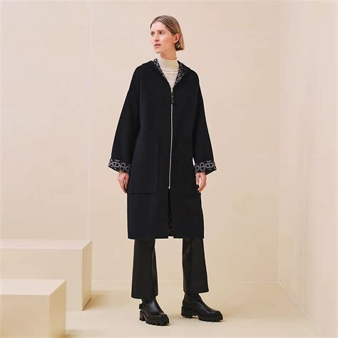 hermes cashmere duffle coat|Hooded reversible duffle.